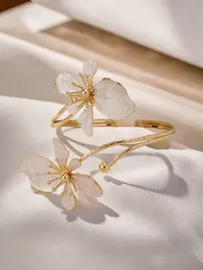 1pc Fashionable Geometric Line Floral 3D Adjustable Bangle