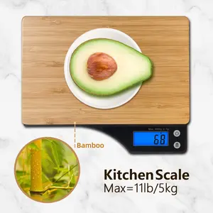 1pc Kitchen Scale-Digital Kitchen Scale,Portable High Accuracy Bamboo Panel Small Electric Gram Scale-For Cooking,Baking & Weighing ingredients,Kitchen Accessaries,Baking Scale-Suitable for Home Chefs & Bakers-Great Gift for Foodies（batteries not included