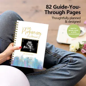 Pregnancy Journal for Mom to Be, Baby Memory Book with Ultrasound Photo Cover Window, 82 Pages Weekly Pregnancy Planner & Milestone Tracker, Expecting Mom Keepsake Gift, Spiral Bound Notebook with Tabs, Pockets, Thick Paper, Gold Ring Binding