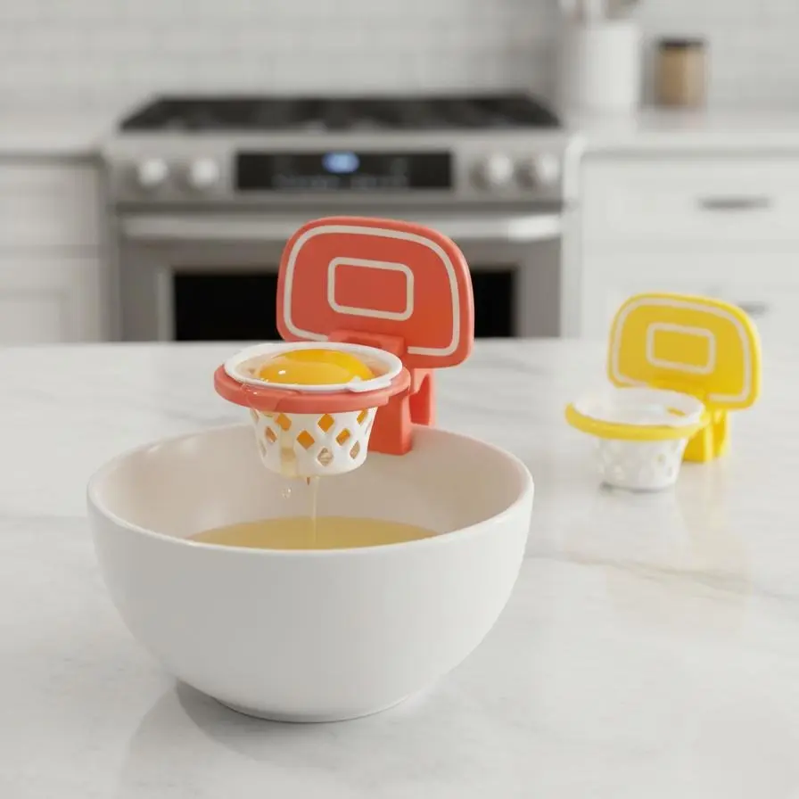 2 Counts Egg Yolk White Separator, Funny Basketball Kitchen Gadget, Egg Tool for Easy Yolk & White Separation, Must Have Baking Accessory, Creative Cooking Gift for Kitchen Lovers, Kitchen Utensils