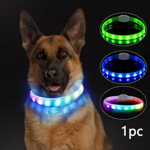LED Light Up Dog Collar, Type-C Rechargeable pet collar - 3 Lighting Modes Night Safety Collar for Medium/Large & Long-Haired Dogs
