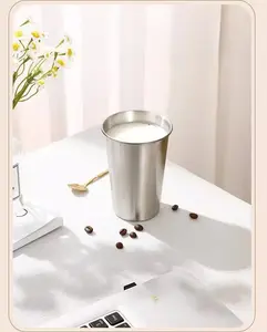 Stainless Steel Beer Cups 500ML,, ColdDrink Cup, Commercial Single Layer JuiceCup, Home Mouthwash Cup, Water cup, Round Edges Smooth, Stackable, Easy toClean, Durable, Silver