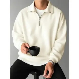 Men's Half-Zip Stand Collar Sweatshirt, Casual Fashion Pullover for Daily Wear, Simple Style Long Sleeve Top for Men