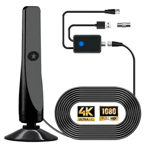 1080P 4K Ultra HD Digital Indoor TV Antenna with 5m Cable, USB Powered Signal Booster Compatible with Smart and Vintage Tvs