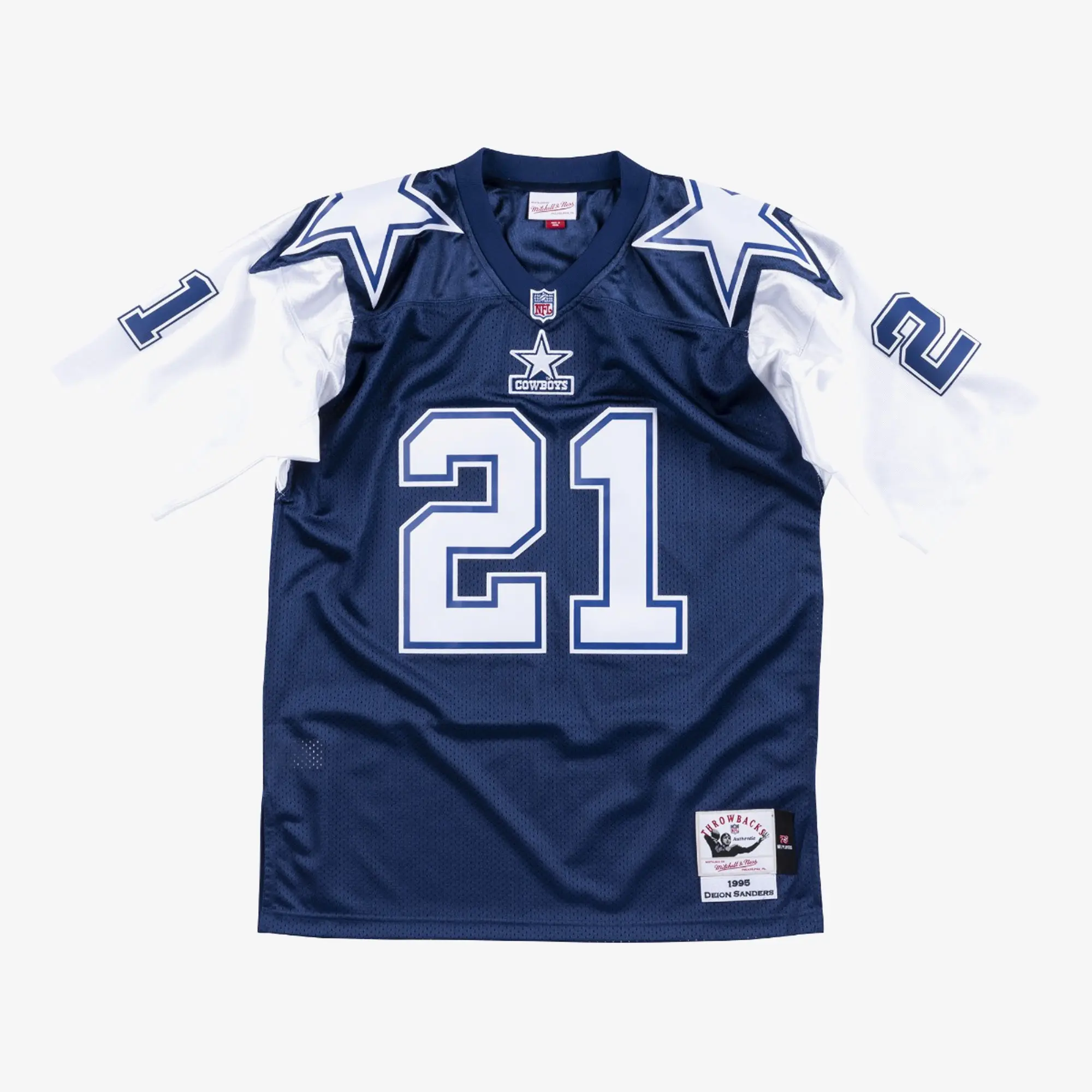 Mitchell & Ness Men's 1995 Navy Authentic Deion Sanders Dallas Cowboys NFL Throwback Jersey, 90s Gridiron Classic, Official License