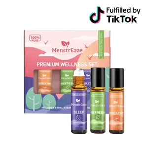 Therapeutic Grade Essential Oils Roll-On Set (3x10ml) - Refresh, Breathe, Sleep Support - Natural Energy Boost, Head Comfort, Clear Breathing, Self-Care Gift, Blend for Aromatherapy