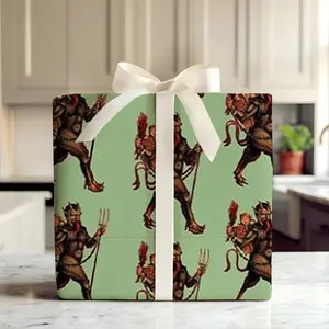 Krampusnacht Inspired Gift Wrap Paper, Creepy Christmas Folklore Pattern, Gothic Winter Holiday Wrap