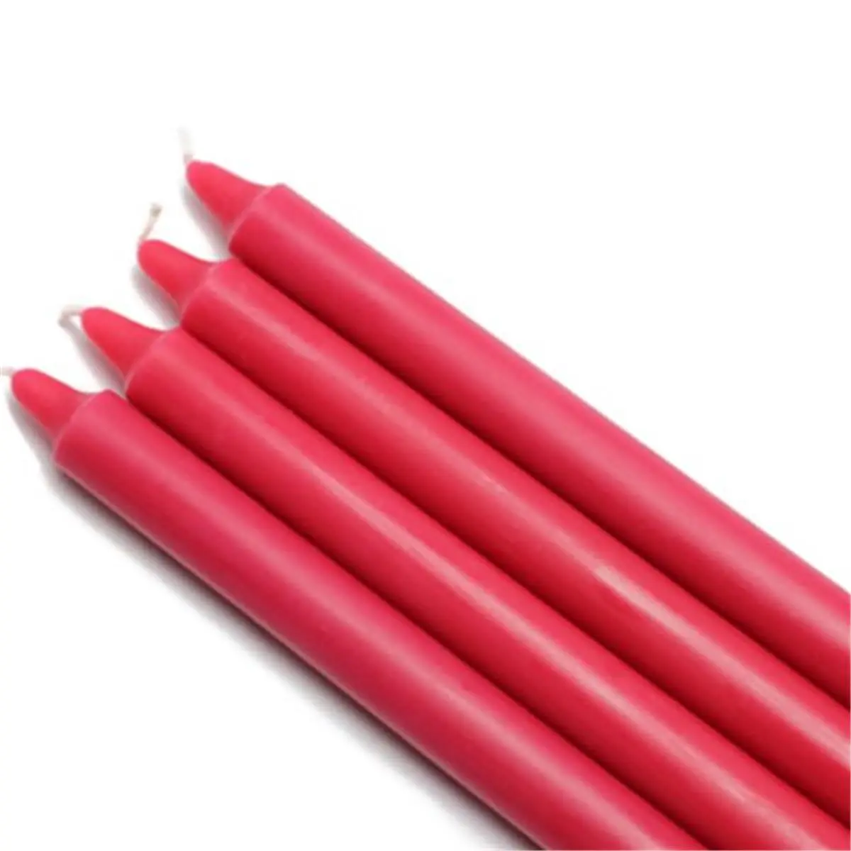 212 MAIN 10 in. Unscented Wax Straight Taper Candlesticks - 12-Piece Handpoured, Long-Burning, Smokeless Red Candles for Camping, Dining Room Decor, Unscented Candlesticks