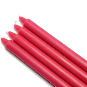 212 MAIN 10 in. Unscented Straight Taper Candlesticks - 12-Piece Handpoured, Long-Burning, Smokeless Red Candles for Camping, Hiking, Dining Room Decor