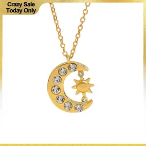 2026 New Fashion Moon Sun Pendant Necklace for Women Girls Gift High Quality Daily Wear Simple Elegant Jewelry