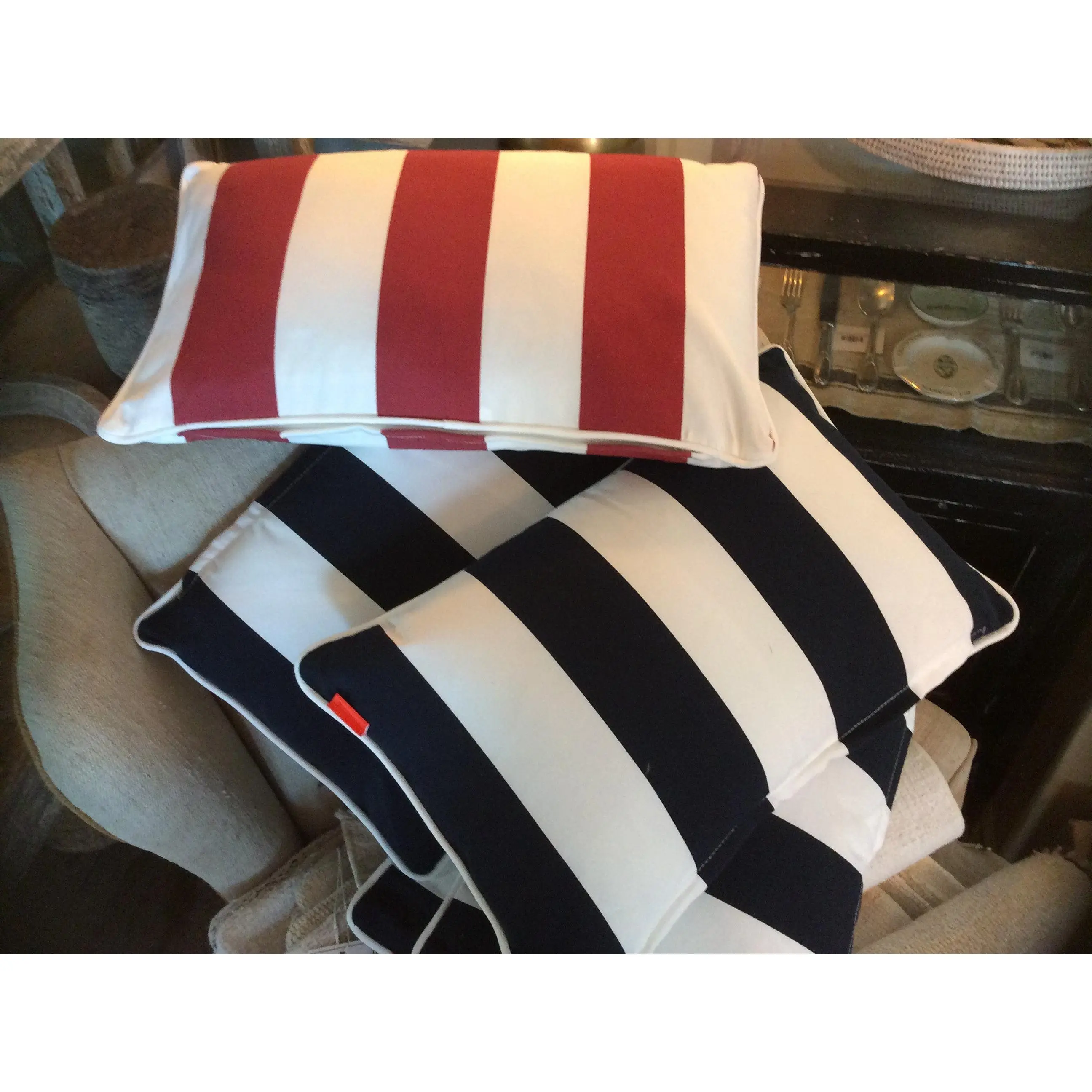 Small Striped Outdoor Pillow