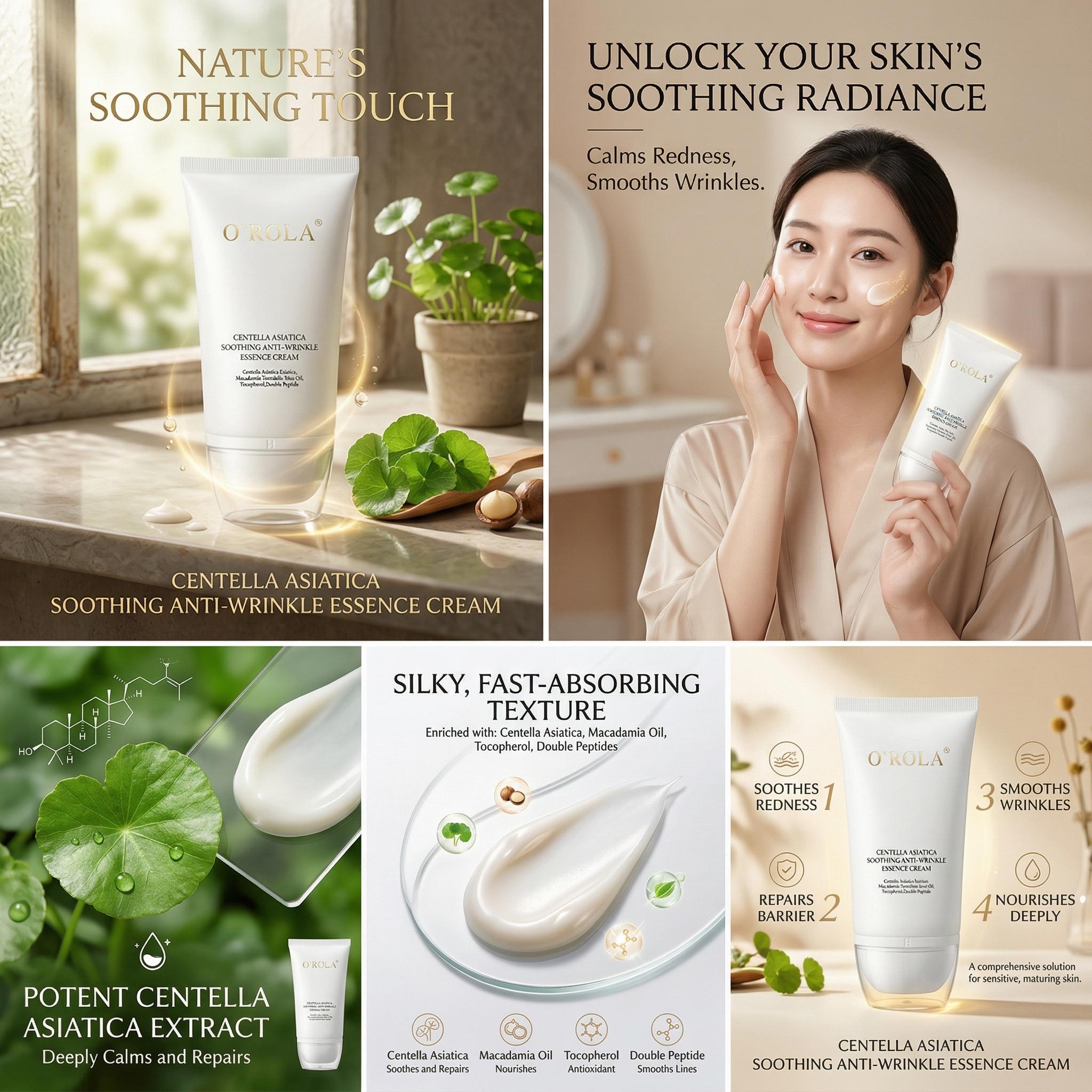 Soothing Neck Cream with 3 Roller Massager, Centella Asiatica & Nourishing Oils, Anti-Wrinkle & Firming Care for Neck Skin, Reduce Dry Lines, Light Texture, Fast Absorbing, Perfect for Everyday Self-Care & On-the-Go Use