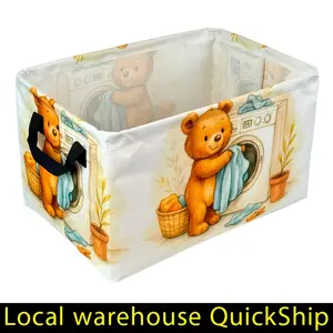 Adorable Bear-Shaped Laundry Storage Bin Featuring a Handle. This Collapsible Basket Is Crafted from Durable Oxford Fabric, Ideal for Organizing Clothes And Toys in Your Bedroom Or Bathroom. It Serves As a Laundry Basket, a Halloween Present