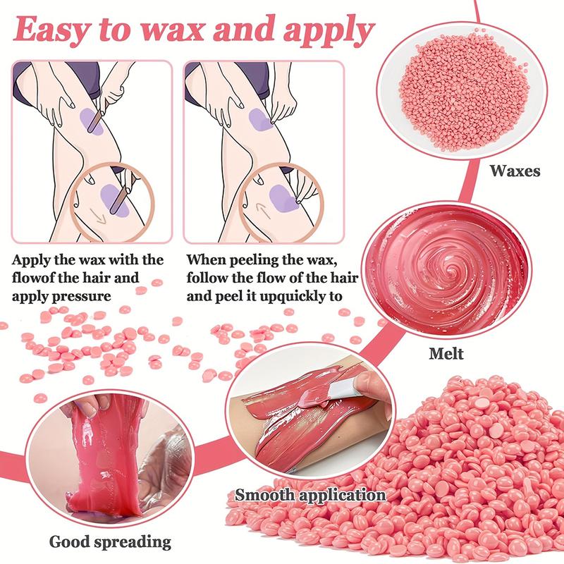 Viilife Waxing Kit - Pink Electric Wax Warmer with 10 Wax Strips for Face Armpit & Legs Hair Removal - 200ml Capacity - Grooming Needs Body Care