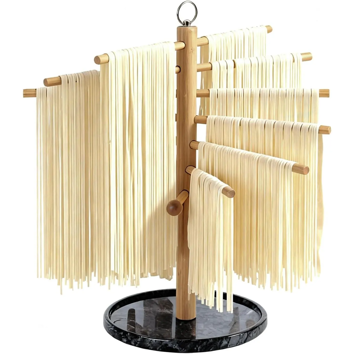Pasta Drying Rack with Transfer Wand and 7 Bars, Easy to Transfer for Drying Pasta, Special Suspension Design for Large Storage, Easy to Use Pasta Dryer