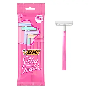Silky Touch Women's Disposable Razors, With 2 Blades, Pretty Pastel Razor Handles, 10 Count Pack of Shaving Razors