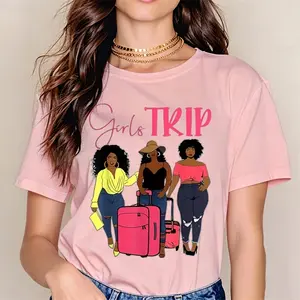 Casual Style Women's T-Shirt Girls Trip Graphic Design Summer Vacation Gift For Friends