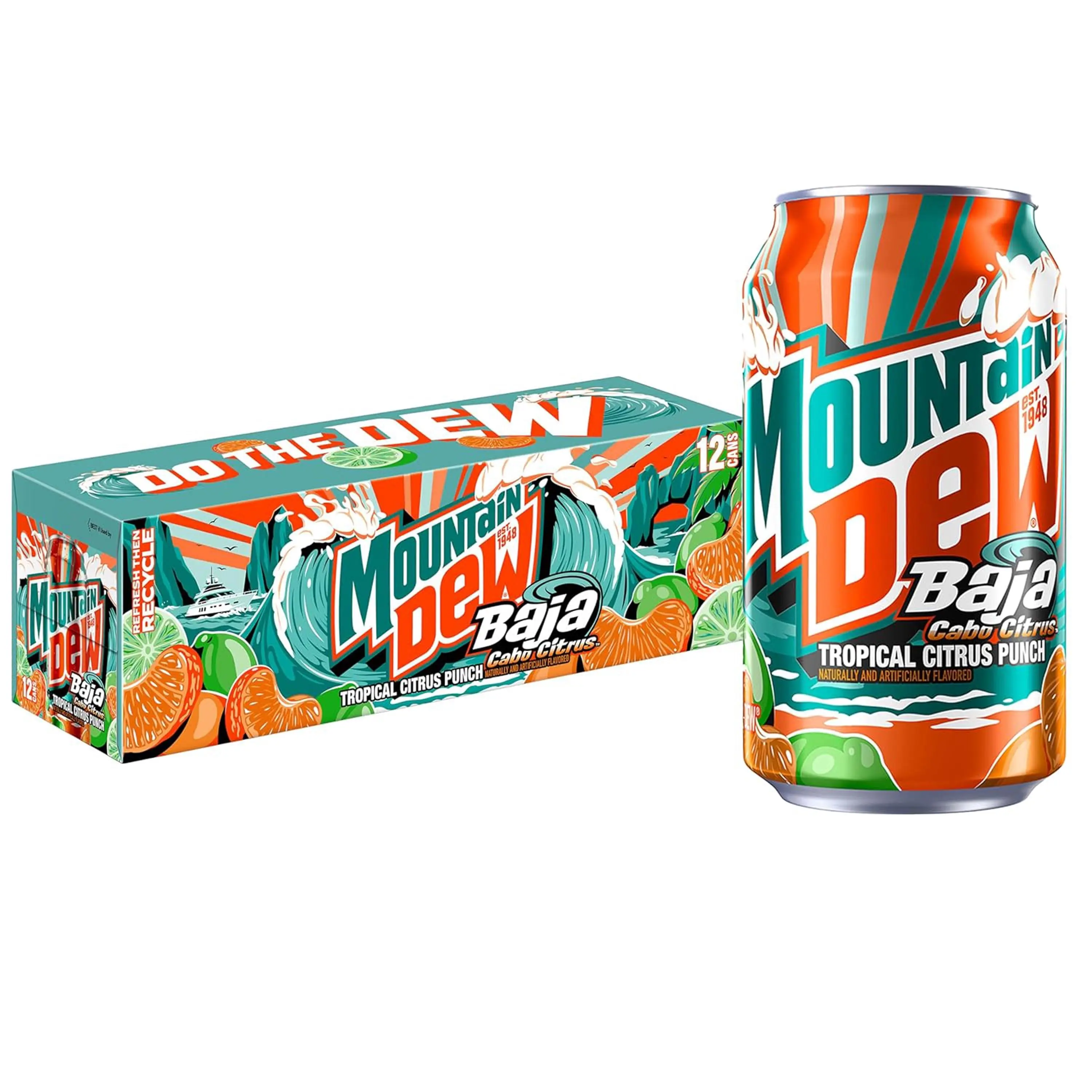 Mountain Dew Baja Blast Cabo Citrus, 12 fl oz 12 Pack Cans Mountain Dew Baja Blast Cabo Citrus, 12 fl oz 12 Pack Cans