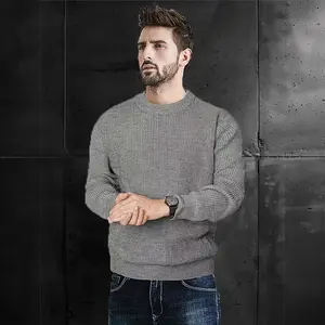 Men's daily gray sweater - a must-have round-neck comfortable knitwear, suitable for your wardrobe