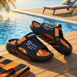 Men's Stylish Summer Massage Slides, Casual Thick Platform Non-Slip Odor Resistant Sandals for Outdoor Beach Gym Indoor Use