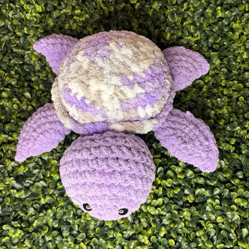 Purple Handmade Crochet Turtle Plush | Soft Sea Turtle Stuffed Animal | Large Soft Amigurumi Turtle Gift