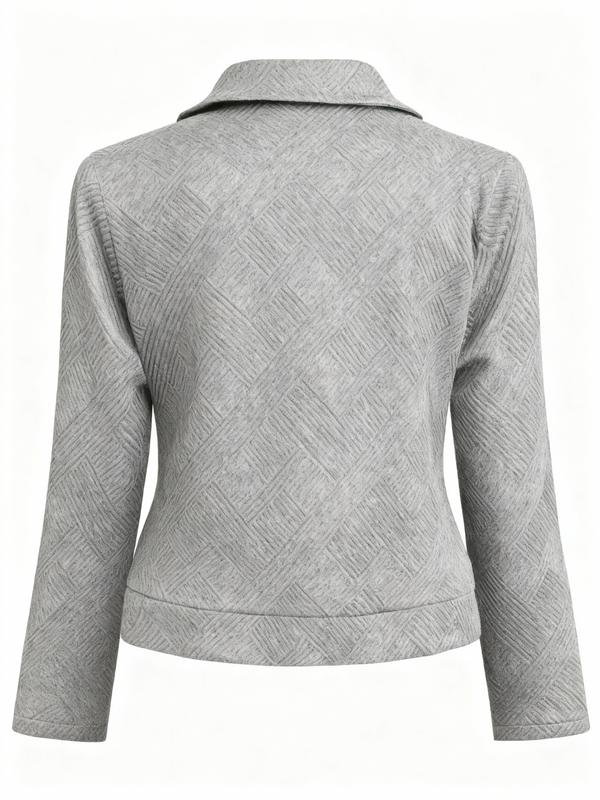 Women's plus size casual jacket, new lapel long sleeved zipper design, autumn and winter fashionable women's outerwear