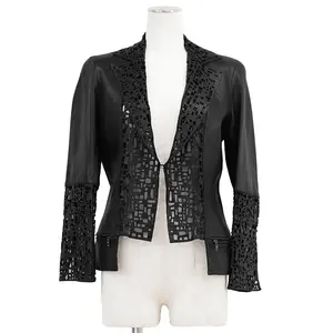 Pre-owned CHANEL Lambskin Small Leather Goods Cutwork Jacket