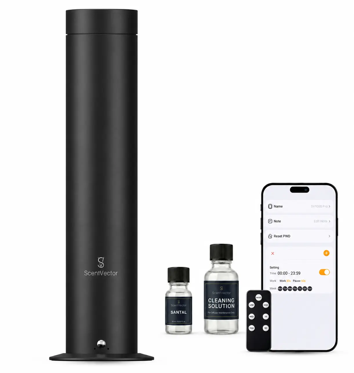 Scent Vector SV1000 Pro Waterless Cold-Air Scent Diffuser, App Control, 1000 Sq Ft, Matte Black
