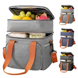 13.8L Expandable Double-Laye Lunch Insulation   Bag ，Multi-Functional Waterproof Cooler Lunch Bag,Outdoor Picnic Freshness Preservation,Suitable For Food Storage And Transport