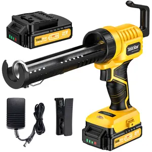 TaskStar Cordless Caulking Gun 5-Speed Control with 2000mAh Battery LED Light & Cutting Tool Zero Drips for Bathroom Balcony Doors Super Glue Silicone Seal