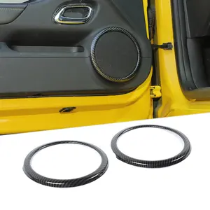 Carbon Fiber Look Inner Door Speaker Ring Horn Trim Cover - Laser-Cut Fit Set of 2, UV-Resistant Auto Parts Accessories for 2012-2015 Chevy Camaro Cars Interior Sticker, Cars Accessories