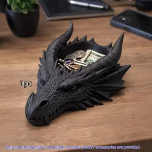 Dragon Head Jewelry Storage Tray, Dark Style Desktop Ornament, Ring Necklace Display Plate, Practical Desk Organizer, Cool Decorative Piece