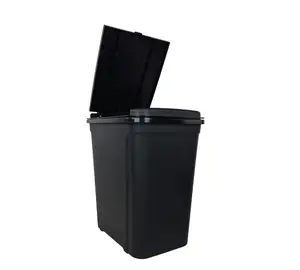 Kitchen Garbage Can 7.6 Gallon with Easy Touch-Top Lid Durable Black Plastic Waste Bin for Modern Home Organization