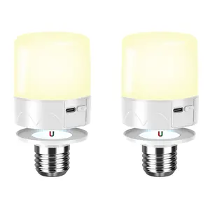 USB-C Rechargeable LED Light Bulbs with Remote Control, Adjustable Brightness Touch Control Timer Magnetic Emergency Lights for Camping