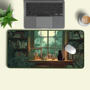 [50% OFF] [Freeship] [USA Only] Lofi Cat Study Desk Mat, Black Cat Anime Aesthetic Deskmat, XL Giant Mousepad, Desk Pad for Home Office