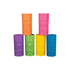 24 oz. Bright Tiki Luau Tall Disposable BPA-Free Plastic Cups - 12 Ct.