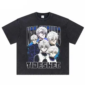 Men Women Cotton T-shirts Harajuku Male Casual Manga Tee Nagi Seishiro Printed Tshirt Anime BLUE LOCK Washed T Shirt