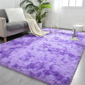 Purple Ultra Soft Plush Tie-Dyed Large Rugs for Living Room, 4x6 Feet Shaggy Rug Fluffy Throw Carpets for Bedroom