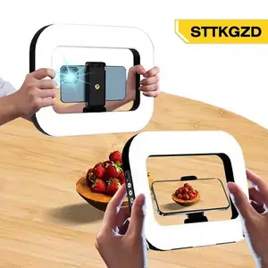 Portable Handheld Phone Stabilizer with Built-in Ring Light: Dimmable LED Fill Light Rig for Mobile Filmmaking & Photography – Perfect for YouTube, Reels & GRWM