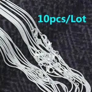 10pcs 925 sterling Silver Color 1MM snake chain necklace for women man 16-30inches fashion party wedding Jewelry gifts Hot
