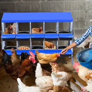 [HOT] Garvee Chicken Nesting Box 10-Hole Roll Away Egg Laying Box with Lid Heavy-Duty Galvanized Steel Rustproof Design Blue with Bracket Legs