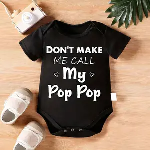 "Call My Pop-Pop"" Funny Letter Print Baby Romper - Soft Polyester, Short Sleeve Summer Onesie for Newborns & Toddlers - Perfect for Outdoor Play & Summer Days - Gift for Baby Shower"
