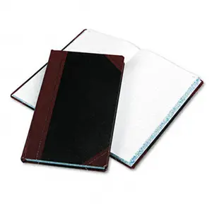 Boorum & Pease  Record/Account Book- Black/Red Cover- 300 Pages- 14 1/8 x 8 5/8