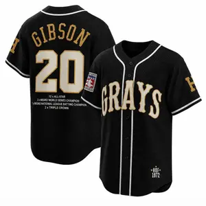 JoshGibson #20 Homestead Grays Negro Leagues Baseball Jersey,Number Stitched Mesh Baseball Apparel,Unisex Retro HOF 1972 Fan Jersey