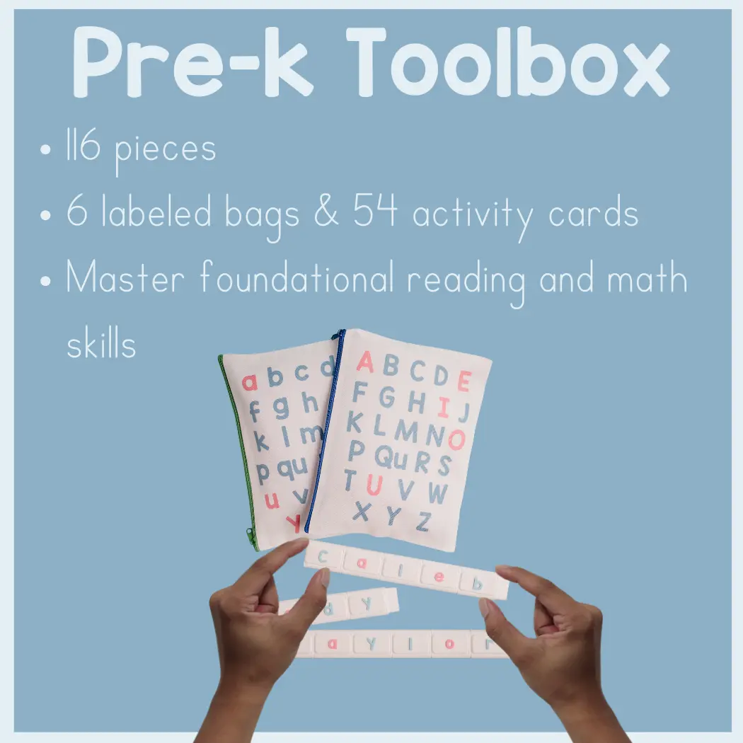 OTTER Reading My Math and Letters Pre-K Toolbox - 116 Pieces with 10 Work Mats & 10 Activity Cards for Early Learning Skills