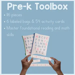 OTTER Reading My Math and Letters Pre-K Toolbox - 116 Pieces with 10 Work Mats & 10 Activity Cards for Early Learning Skills