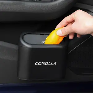 Car Trash Can Auto Storage Box, Rubbish Holder Bin Accessories for Toyota Corolla Logo, Durable Car Organizer, Car Console Organizer, Car Interior Storage