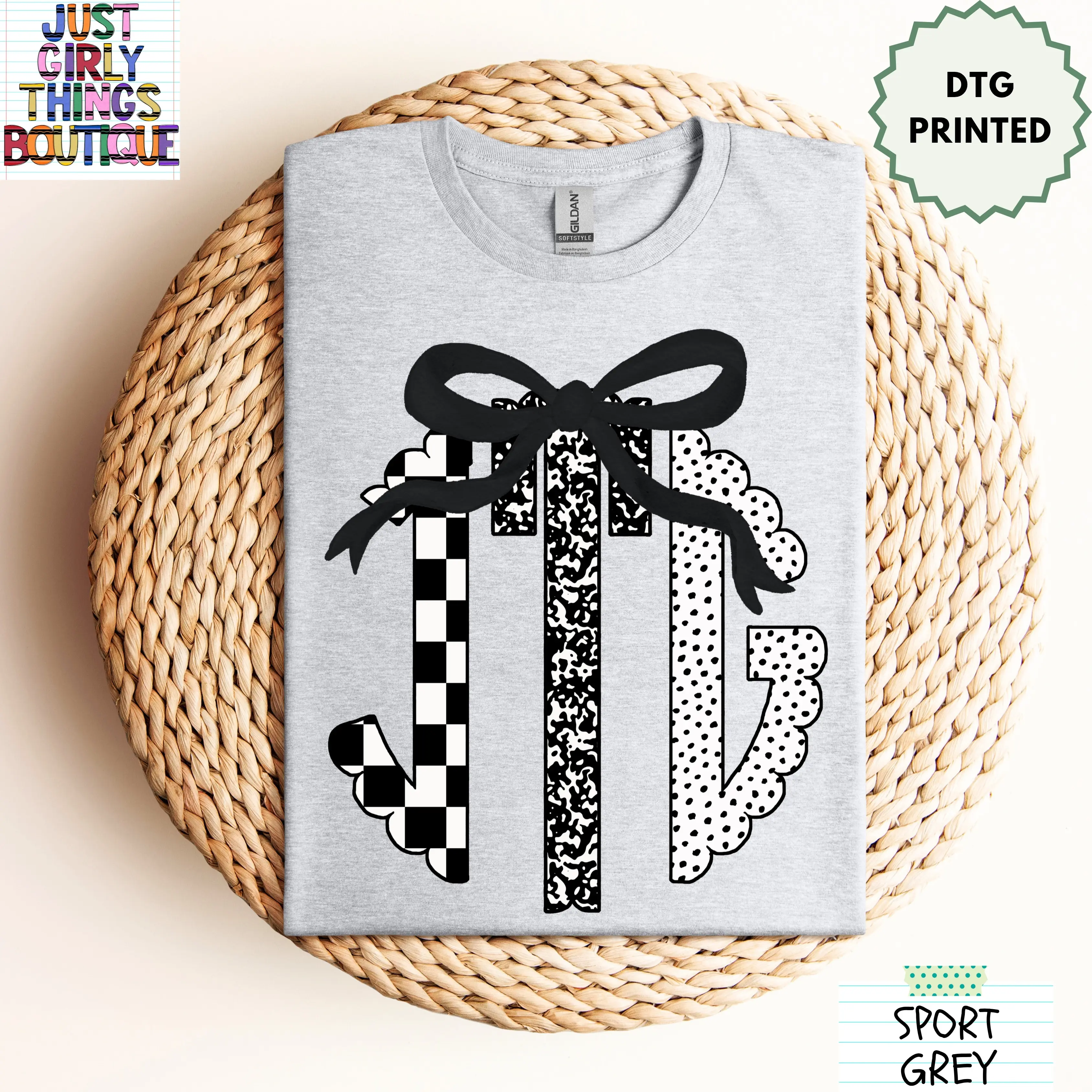 Custom Teacher Composition Notebook Checkered Monogram Shirt (Leave First Name Initial, Last Name Initial, Middle Name Initial in Notes at Checkout) - Gildan 64000 Softstyle/Gildan 5000 Heavy Cotton Tee -  Custom Monogram Shirt, Teacher Monogrammed Shirt