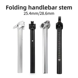 Foldable Stem 25.4cm 28.6cm Adjustable Height Aluminum Alloy Handlebar Stem for Bicycle Repair Replacement Parts 25.4mm/28.6mm Bike