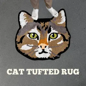 Color Cat Rug for Home Decoration, Cat Decoration, Designer Rugs, Soft and Fluffy Rugs for Bedroom Living Room Bathroom, Mats Carpets, Home Essentials, Non-slip, Home Decor, Decorative Carpet for Home, Cozy Bedroom, Tufted Mat, Tufted Rug
